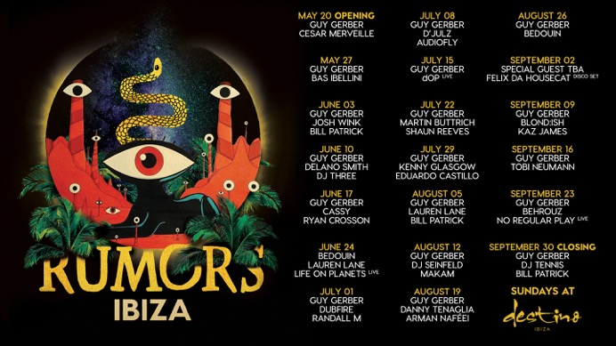Guy Gerber reveals biggest ever line up for upcoming RUMORS Ibiza 2018 ...